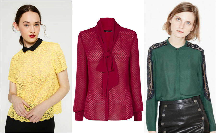 House Party Casual Blouse Shirt Outfit Girl Red Yellow Lace Green Model