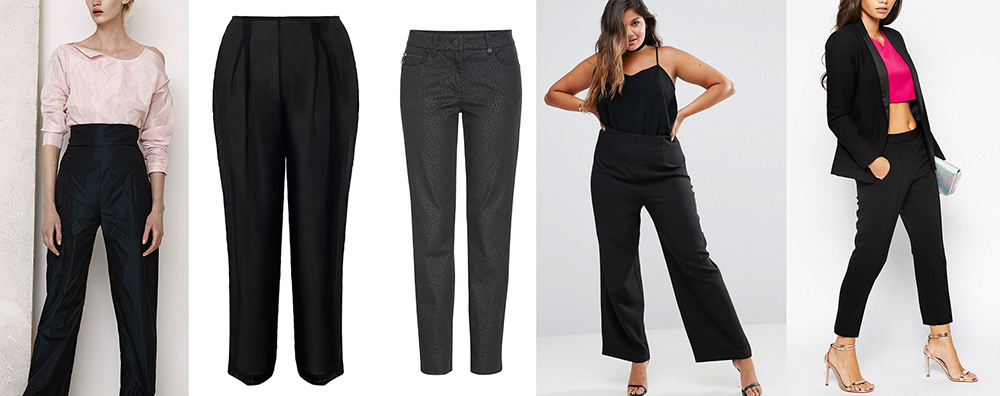 outfit grid black trousers pants hourglass pear apple petite