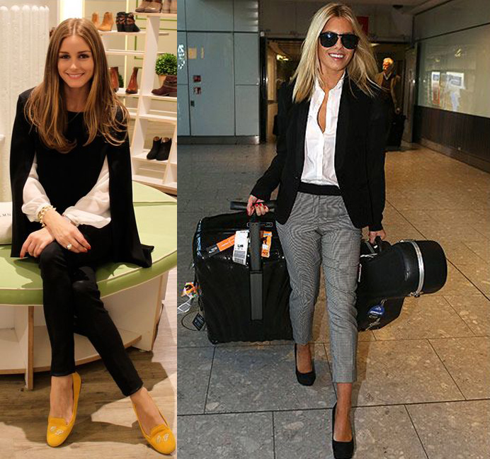 outfit grid celeb infuencers olivia palermo mollie king white shirt black pants